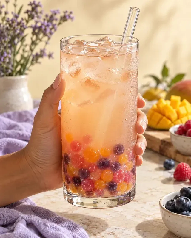 Receita pronta de bubble tea com pérola de fruta, foto 1